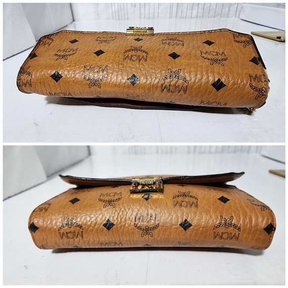 MCM Visetos Millie Crossbody Bag Brown - Picture 8 of 13